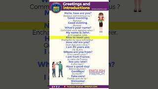 Essential Greetings and Introductions in English amp French english learnfrench frenchlanguage [upl. by Bridwell249]