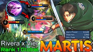 92 Win Rate Martis The Ultimate Killer  Top 1 Global Martis by Rivera x Vier  Mobile Legends [upl. by Frydman849]