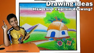 Natural Scenary part1  Landscap draw  How to Draw Beautiful Natural Scenery bakulartal [upl. by Merrielle]