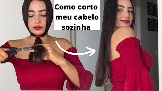 COMO CORTAR O CABELO EM CASA SOZINHA  DEIXA AS PONTAS CHEIAS [upl. by Kerril]