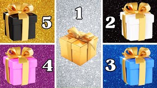 Elige un Regalo de 5 🎁😍🌈👑  Adivinanzas de Regalos  Cajas Misteriosas 🎉  Reto Resuelto 👑 [upl. by Yirinec957]