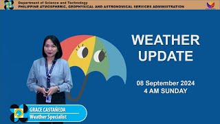 Public Weather Forecast issued at 4AM  September 08 2024  Sunday [upl. by Narmi]