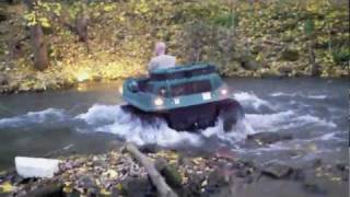 Max IV 6x6 Amphibious ATV 6 Wheeler on Tracks w Kawasaki EFI 29HP Crossing a Creek [upl. by Ahsirak]