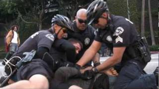 Raw Video Biker and Skater Arrested at Occupy LA  November 17 2011 [upl. by Serica]