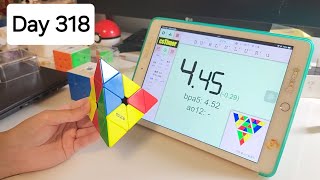 1 Year Cubing Pyraminx Challenge Day 318365 ao5 452  Noob Cuber [upl. by Yentterb]