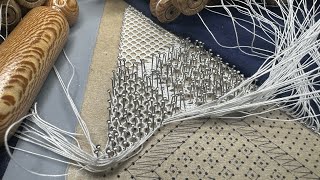 Twitch stream 121124  triangle 7 of making a torchon bobbin lace net curtain [upl. by Airdnax]