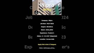 Wipro Hiring For WILP 2024 ‼️ shorts short software hiring jobs [upl. by Etam]