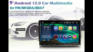 Erisin ES8528V Android 120 Car GPS Wireless CarPlay Auto Radio SWC DTV DSP Stereo For VW Seat Skoda [upl. by Lletniuq137]