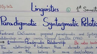 Paradigmatic and Syntagmatic Relationship Linguistics Bs English 1st Semester ENG102 PU [upl. by Atteuqehs213]