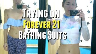 TRYING ON FOREVER 21 BATHING SUIT TOPS forever 21 bikini swimsuit haul [upl. by Orimisac]