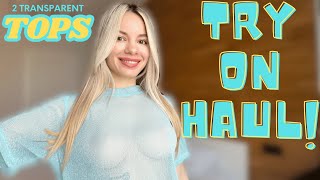 4K Transparent Clothes Try On Haul  Mesh and Shimmer TShirts with Nadin  SeeThrough Fashion [upl. by Intruoc685]