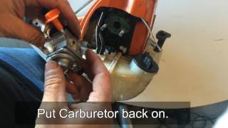 How to clean adjust and fix common carburetor problems on a Stihl FS90 trimmer weedeater [upl. by Nyrhtak]