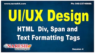 Session4  HTML Div Span and Text Formatting Tags  UIUX Design Tutorials [upl. by Aleuname]