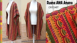 Ruana AWA Amano quotestampadaquot tejida a crochet  Tejiendo Perú [upl. by Alvan]