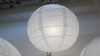 IKEA REGOLIT PENDANT LAMP SHADE WHITE CLOSER LOOK IKEA FURNITURE SHOPPING LAMPS LIGHTS REVIEWS [upl. by Bate944]