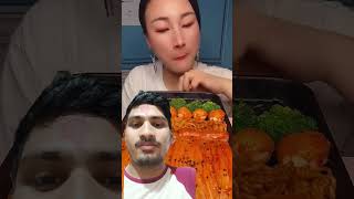 Eating Show  Chinese Food  Enoki Mushroom Noodles Sausages Broccoli foodie viralvideo [upl. by Ennaylime]