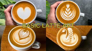 10 Basic latte art Designs for beginner baristas 2024 [upl. by Hairim604]