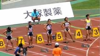 全国中学校陸上競技 女子 100m 準決勝1 2012822 [upl. by Aimahc]