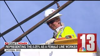 Woman represents 025 as female National Grid line worker in NY state [upl. by Anawyt]