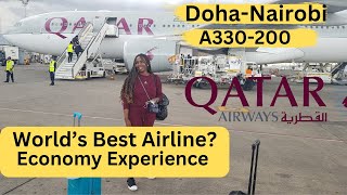 Flight from Doha to Nairobi Kenya on World’s best Airline Qatar airways  Inside Economy A330200 [upl. by Celio]