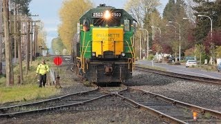 Willamette Valley Railway 2503 Switching amp Work train [upl. by Aikkan12]