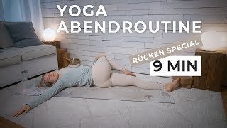 Yoga Abendroutine  Verspannungen im Rücken lösen amp besser einschlafen  9 Min  Für Anfänger [upl. by Feirahs]