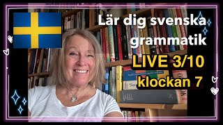 Grammatik LIVE ställ frågor  Lär dig svenska svenskamedmarie [upl. by Gotthelf459]