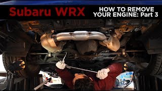 How to Remove a Subaru WRX engine part 3 Transmission Bolts Motor Mounts Starter and Turbo [upl. by Ydurt]