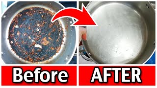 How To Clean Burnt Stainless Steel Pan [upl. by Sherline]