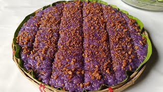 Ube Biko Sa Bilao  Biko With Latik Recipe [upl. by Malia551]