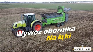 Wywóz obornika na łąki  Włókowanie łąk  Claas Arion 640  Unia Tytan 10TD [upl. by Jessamyn]