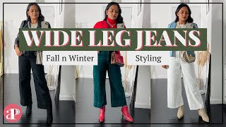 How to Wear WIDE LEG JEANS in FALL amp WINTER  12 easy to RECREATE Wide Leg Jeans OUTFITS [upl. by Ynettirb]