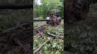 Logging John Deere Skidder in Action loggingequipment logger johndeere [upl. by Ynnod965]