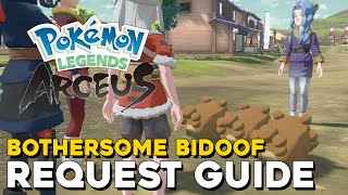 Pokemon Legends Arceus Bothersome Bidoof Request Guide All 3 Bidoof Locations [upl. by Annaihr]