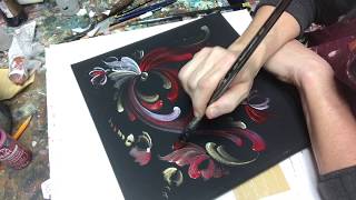 Rosemaling Freehand tutorial Lise Lorentzen ASMR [upl. by Ydualc]