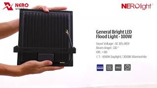 Nerolight General Bright Led Floodlight 100W  IP65 [upl. by Hannahoj104]