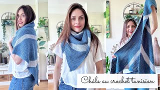 Comment faire un Châle au crochet tunisien ✨ Modèle Débutant Unisexe 🧶 Tuto crochet gratuit [upl. by Mountford]