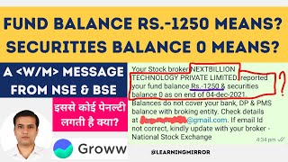 What is Groww Fund Balance and Securities Balance message means  Groww Securities Balance meaning [upl. by Galen]