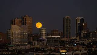 Hunters Moon Illuminates Fort Worth Skyline [upl. by Lertram]