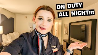 On Duty ALL NIGHT  Flight Attendant Life  Flight Attendant Vlog [upl. by Nairolf]