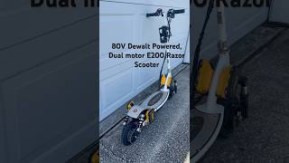 Razor E200 scooter 80V dual motor Dewalt powered dual brakes full suspension extended swing arm [upl. by Ised670]