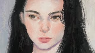 오일파스텔 ASMR  인물화 채색 과정  Oil Pastel Portrait  Natalie Portman [upl. by Marco]