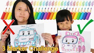 三色畫筆挑戰 有poli kitty pororo 白雪公主 三支色筆著色畫 蕾蕾TV 3 marker challenge [upl. by Castle]