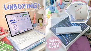 iPad Pro M2 129” Unboxing 🩶 Magic Keyboard amp 2nd Gen Pencil 🖇️ Accesories Cute Case  Bag [upl. by Borroff]