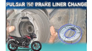 Pulsar 150 brake liner changebike mechanic life [upl. by Severn]