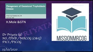 Hydatiform mole  GTG No 38 Oct 2020 guidelin  online class for MRCOG part 2 amp 3 examination [upl. by Novonod]