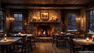 Cozy Up In A Rustic Tavern Snowy Night Fireplace Ambience For Relaxation [upl. by Hcab]