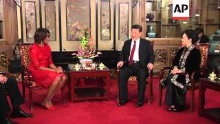 US First Lady Michelle Obama meets Chinese President Xi Jinping and his wife Peng Liyuan [upl. by Olga970]