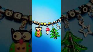 🌲Woodsy🔆🔆 Necklace made with lampwork trees🌲amp🦉glass owl 💚On a goldtone flangewith adjustable🦞 clasp [upl. by Namruht]