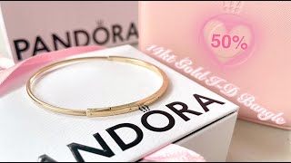 PANDORA 14kt Gold ID Bangle Reveal amp Review 💫💖 [upl. by Catlee]